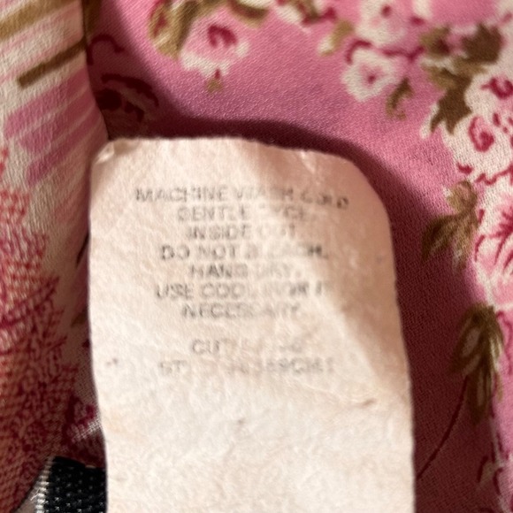 Vintage Pink Floral Asymmetric Sheer Tunic Top Fairy Grunge Fashion Bug Size S - Picture 10 of 11